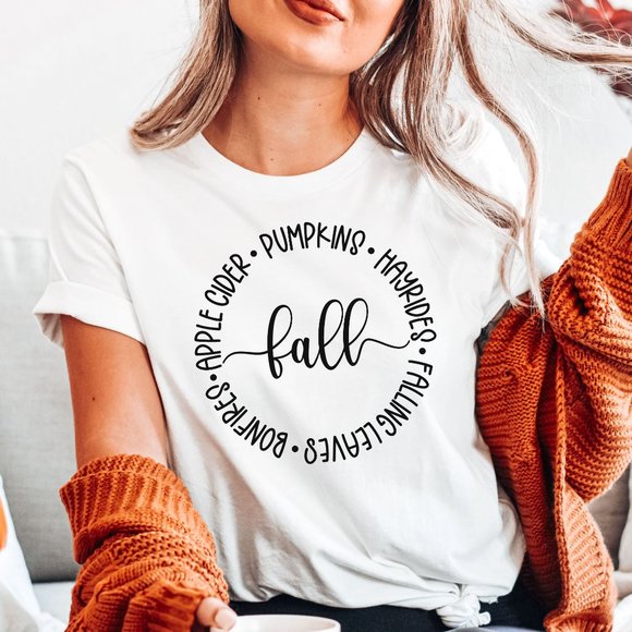 Tops - Fall Graphic T-shirt Halloween Shirt Unisex Cotton Tee